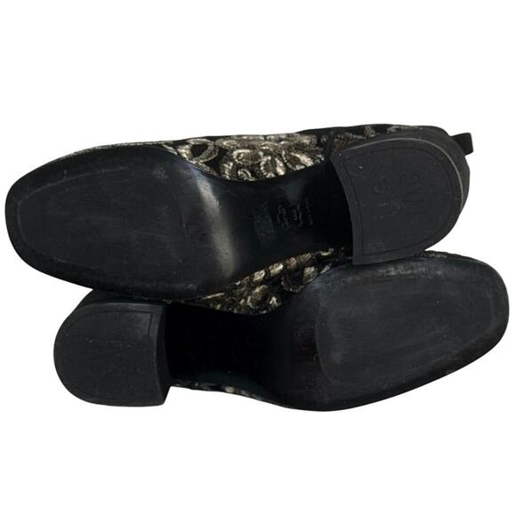 Stuart Weitzman Mediate Metallic Embroidered Velvet Block Heel Booties Size 8M - Picture 6 of 9